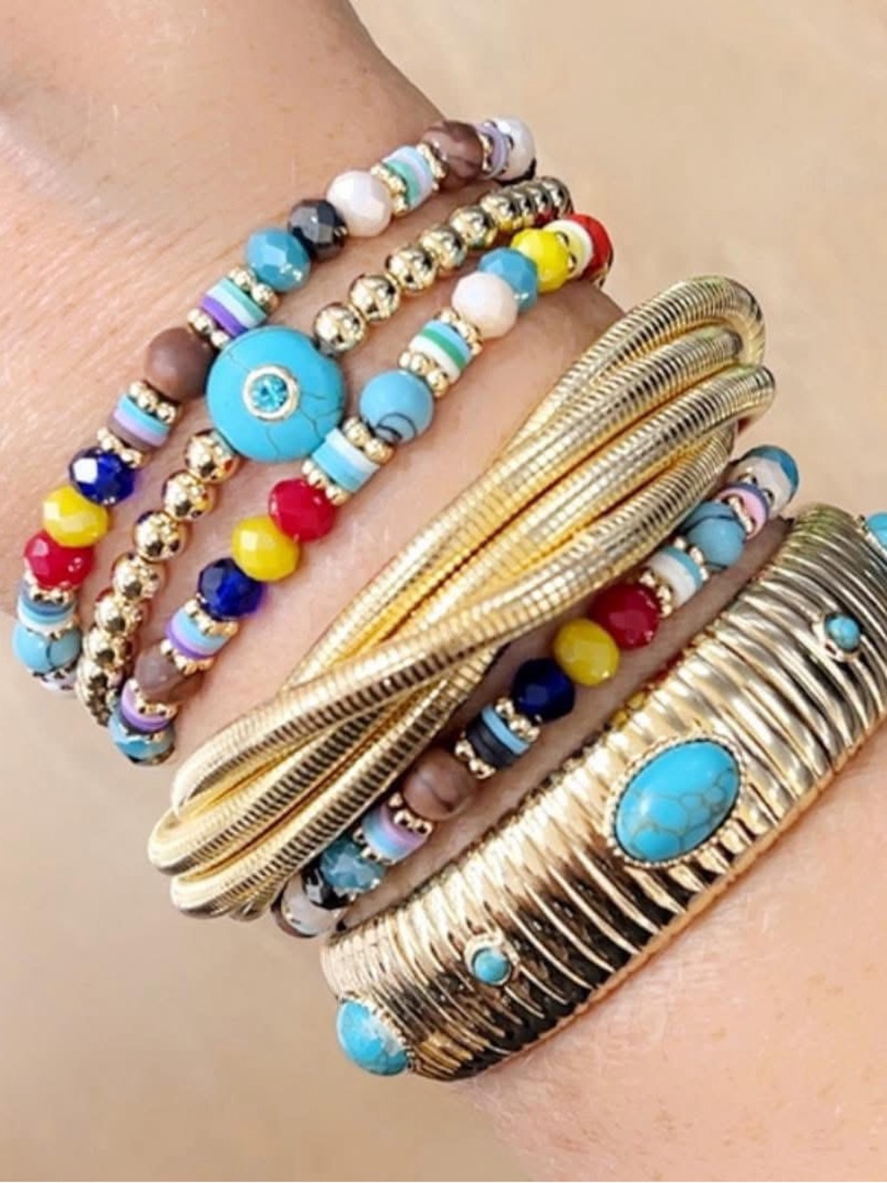 Park Lane HEARTLAND Beaded Bracelets, Set of 5, Stretch to Fit, Boho-Chic, NWT - Picture 9 of 9